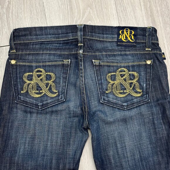 Rock & Republic Kasandra Bootcut Low Rise Embroidered Women's Jeans - Size 29x28 - Picture 3 of 9